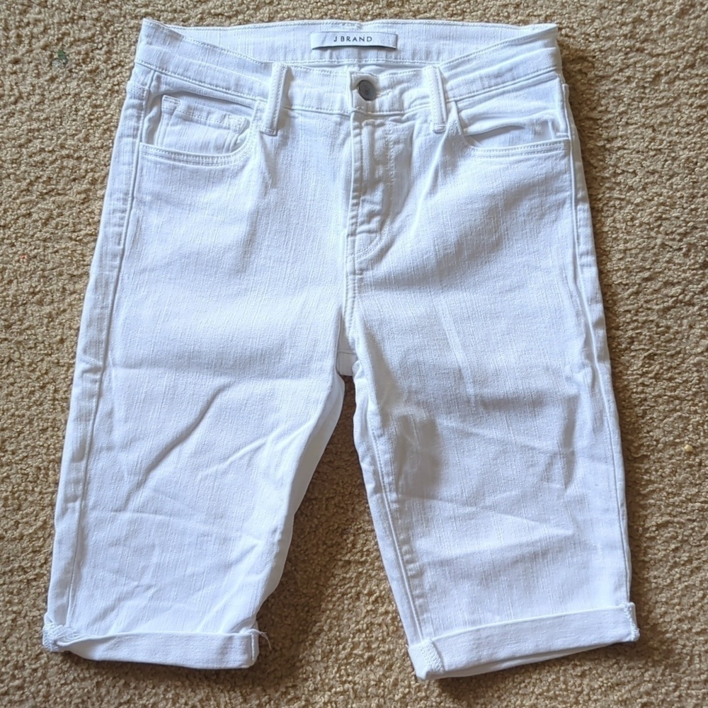 J Brand White Bermuda Jean Shorts Modest Size 26